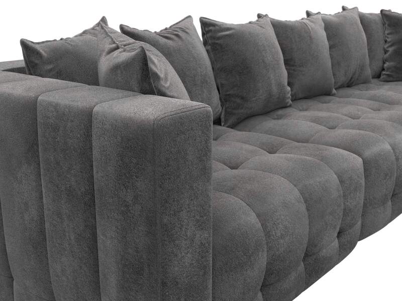 Диван прямой Лига-052 НПБ Лонг, Велюр, TOWER 10 серый