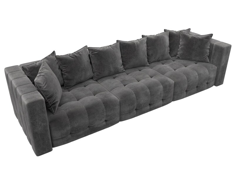 Диван прямой Лига-052 НПБ Лонг, Велюр, TOWER 10 серый