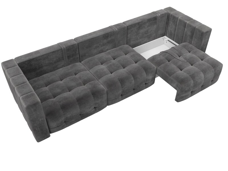 Диван прямой Лига-052 НПБ Лонг, Велюр, TOWER 10 серый