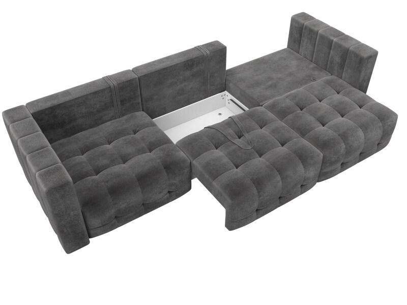 Диван прямой Лига-052 НПБ Лонг, Велюр, TOWER 10 серый