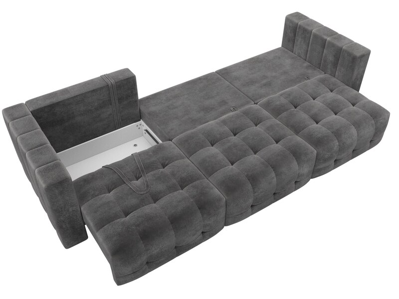 Диван прямой Лига-052 НПБ Лонг, Велюр, TOWER 10 серый