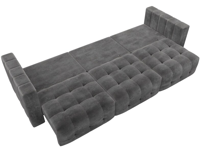 Диван прямой Лига-052 НПБ Лонг, Велюр, TOWER 10 серый