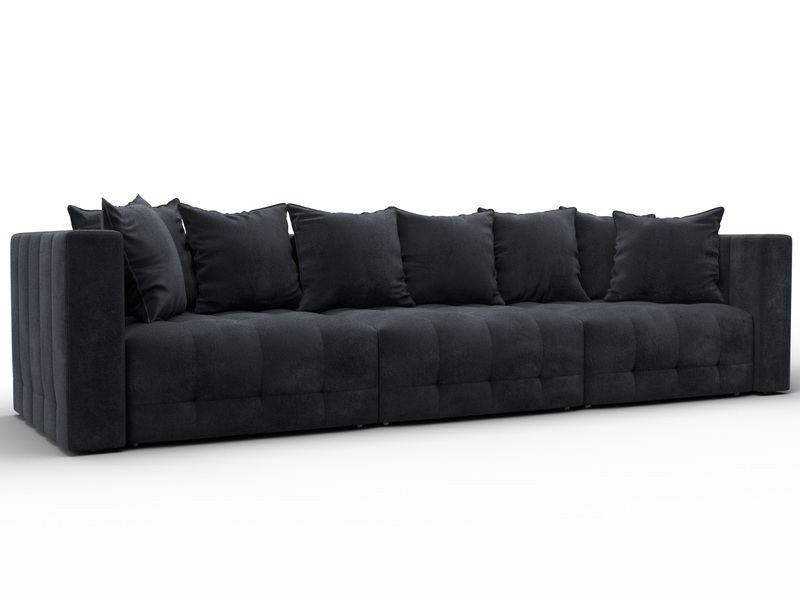 Диван прямой Лига-052 НПБ Лонг, Велюр, TOWER 11 темно-серый