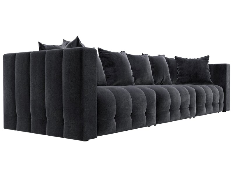 Диван прямой Лига-052 НПБ Лонг, Велюр, TOWER 11 темно-серый