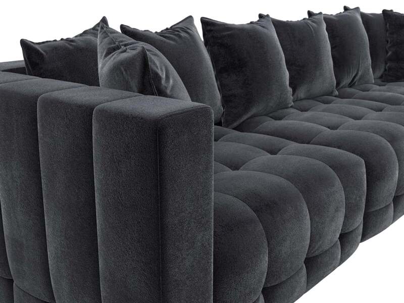 Диван прямой Лига-052 НПБ Лонг, Велюр, TOWER 11 темно-серый