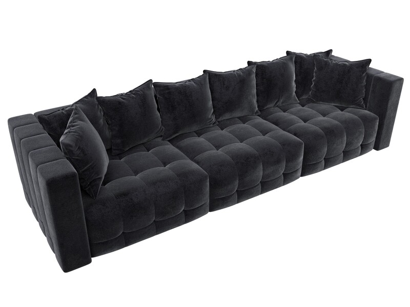 Диван прямой Лига-052 НПБ Лонг, Велюр, TOWER 11 темно-серый