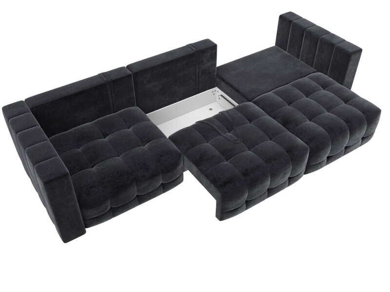 Диван прямой Лига-052 НПБ Лонг, Велюр, TOWER 11 темно-серый