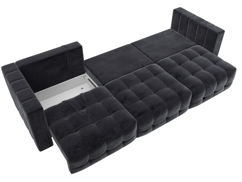 Диван прямой Лига-052 НПБ Лонг, Велюр, TOWER 11 темно-серый