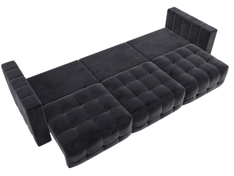 Диван прямой Лига-052 НПБ Лонг, Велюр, TOWER 11 темно-серый