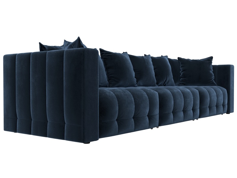 Диван прямой Лига-052 НПБ Лонг, Велюр, TOWER 13 синий