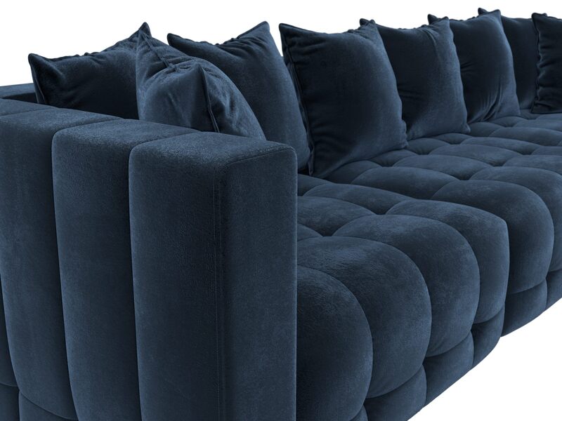 Диван прямой Лига-052 НПБ Лонг, Велюр, TOWER 13 синий