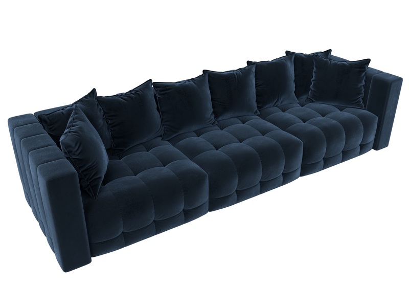 Диван прямой Лига-052 НПБ Лонг, Велюр, TOWER 13 синий