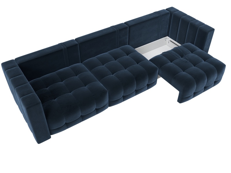 Диван прямой Лига-052 НПБ Лонг, Велюр, TOWER 13 синий