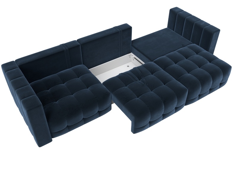 Диван прямой Лига-052 НПБ Лонг, Велюр, TOWER 13 синий