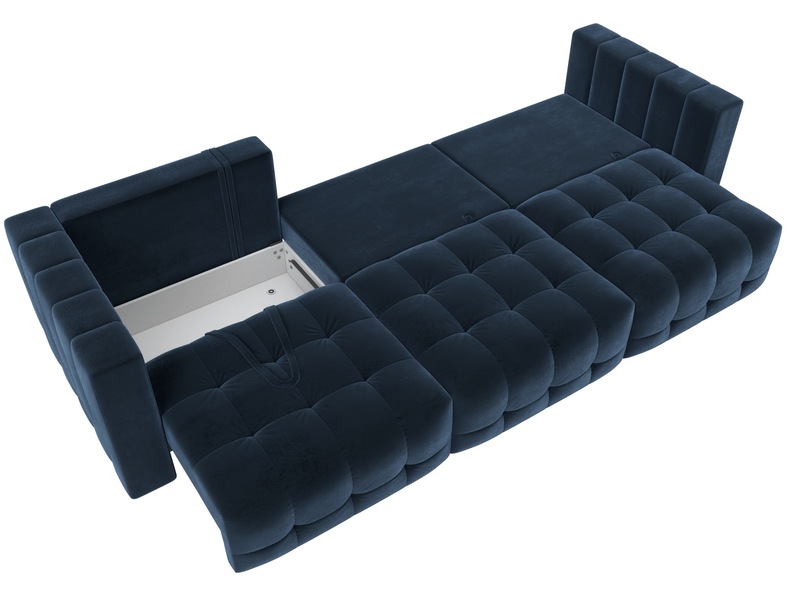 Диван прямой Лига-052 НПБ Лонг, Велюр, TOWER 13 синий