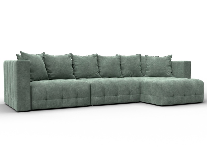 Диван угловой Лига-052 НПБ Лонг угол универсальный, Велюр, BRUT 08 зеленый