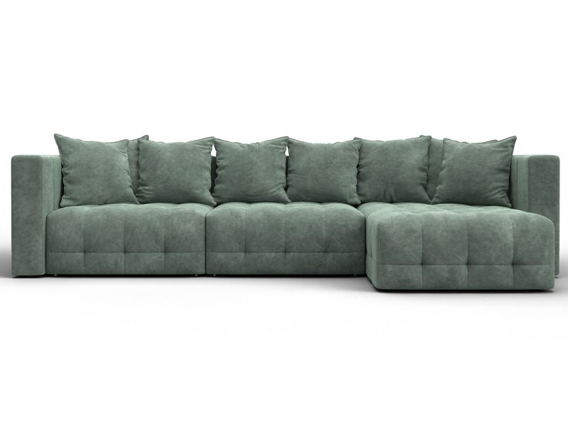 Диван угловой Лига-052 НПБ Лонг угол универсальный, Велюр, BRUT 08 зеленый