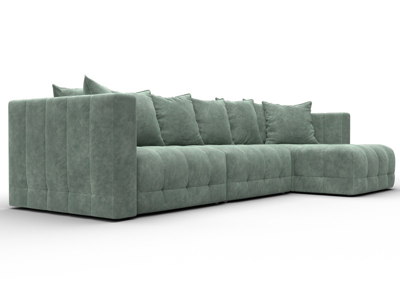 Диван угловой Лига-052 НПБ Лонг угол универсальный, Велюр, BRUT 08 зеленый