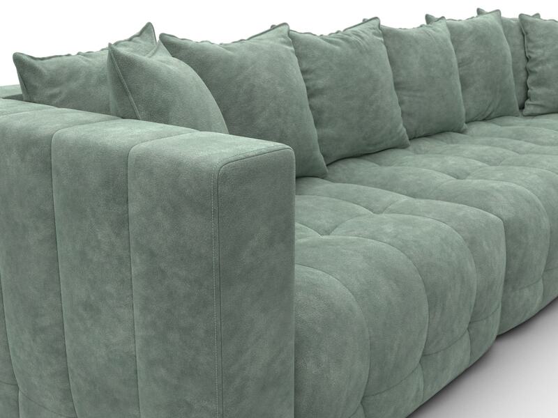 Диван угловой Лига-052 НПБ Лонг угол универсальный, Велюр, BRUT 08 зеленый