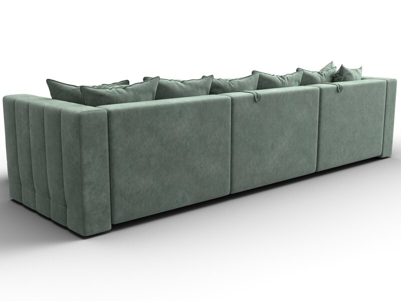 Диван угловой Лига-052 НПБ Лонг угол универсальный, Велюр, BRUT 08 зеленый