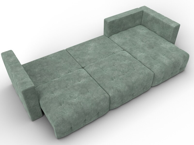 Диван угловой Лига-052 НПБ Лонг угол универсальный, Велюр, BRUT 08 зеленый