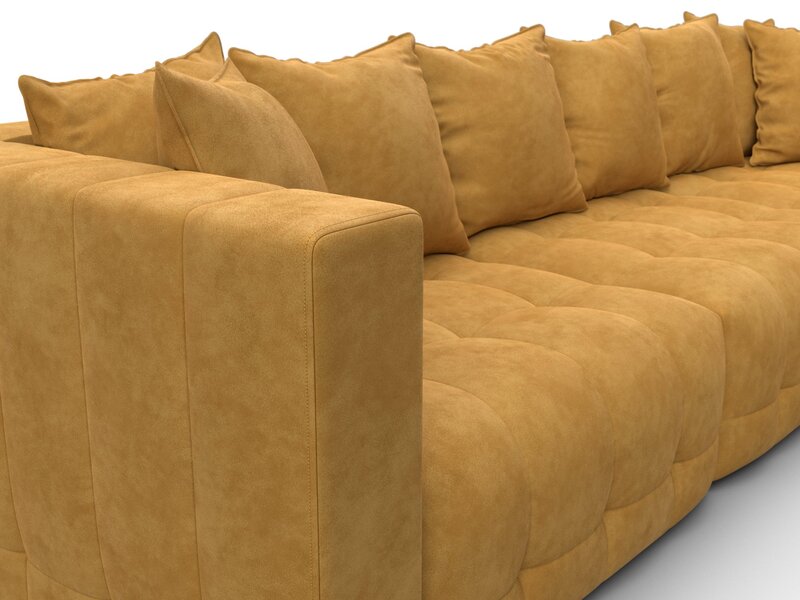 Диван угловой Лига-052 НПБ Лонг угол универсальный, Велюр, BRUT 10 желтый