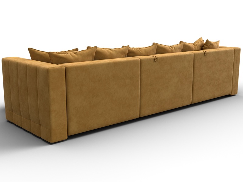 Диван угловой Лига-052 НПБ Лонг угол универсальный, Велюр, BRUT 10 желтый