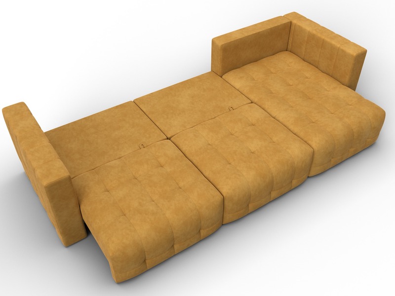 Диван угловой Лига-052 НПБ Лонг угол универсальный, Велюр, BRUT 10 желтый