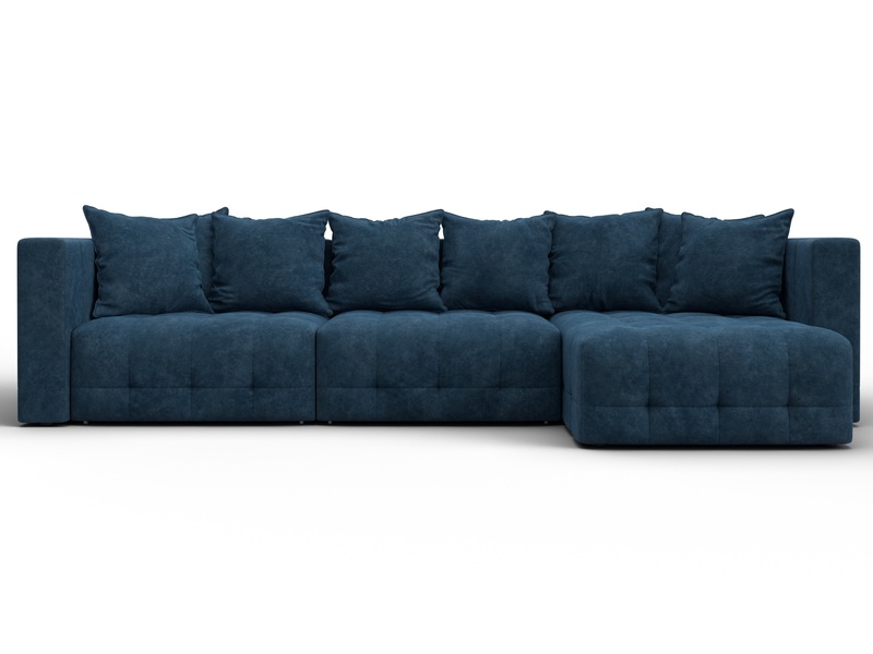 Диван угловой Лига-052 НПБ Лонг угол универсальный, Велюр, BRUT 11 синий