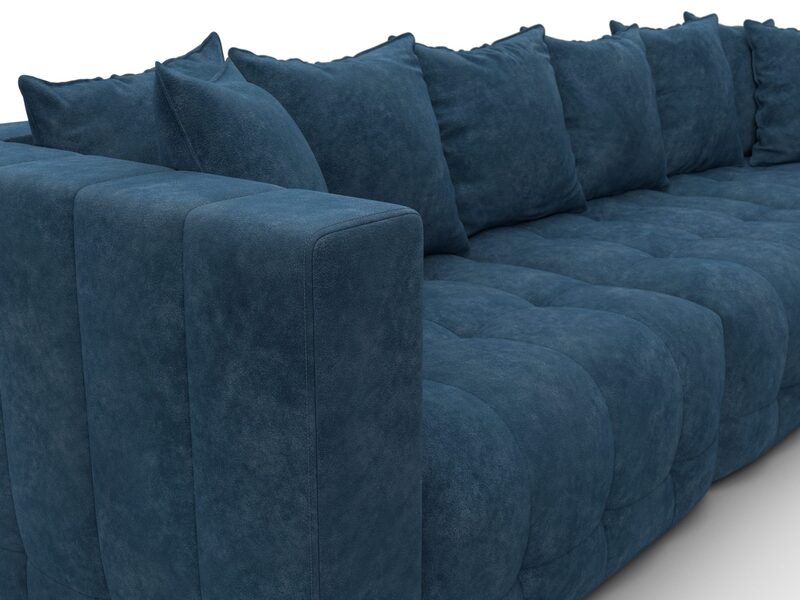 Диван угловой Лига-052 НПБ Лонг угол универсальный, Велюр, BRUT 11 синий