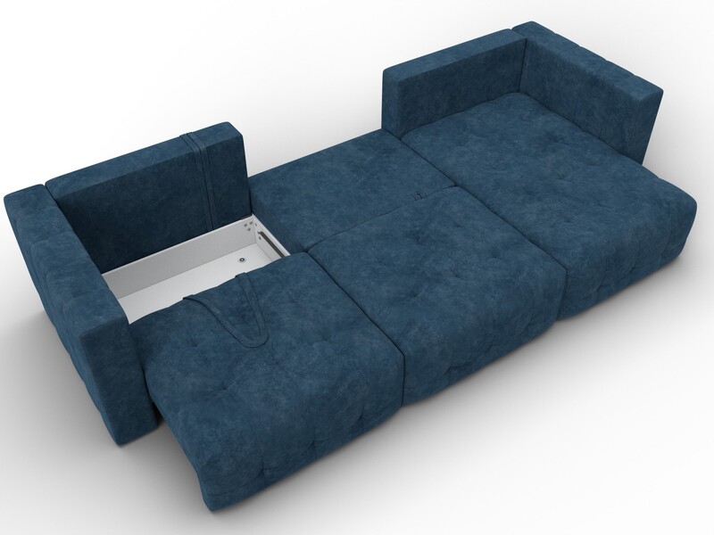 Диван угловой Лига-052 НПБ Лонг угол универсальный, Велюр, BRUT 11 синий