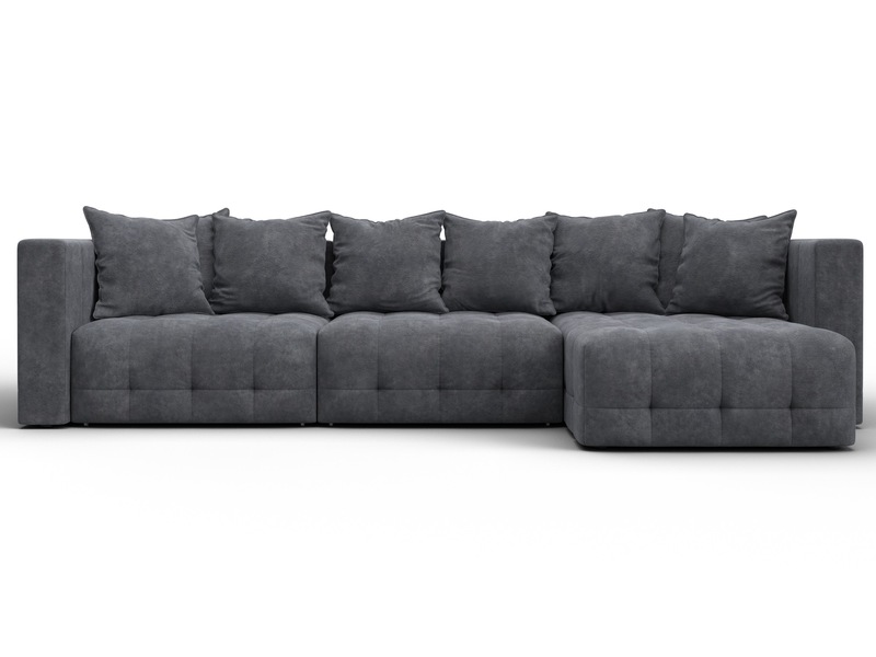 Диван угловой Лига-052 НПБ Лонг угол универсальный, Велюр, BRUT 16 темно-серый