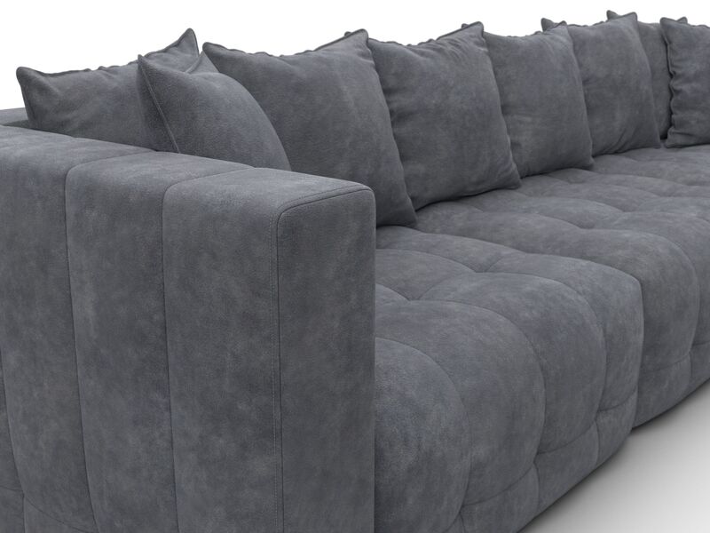 Диван угловой Лига-052 НПБ Лонг угол универсальный, Велюр, BRUT 16 темно-серый