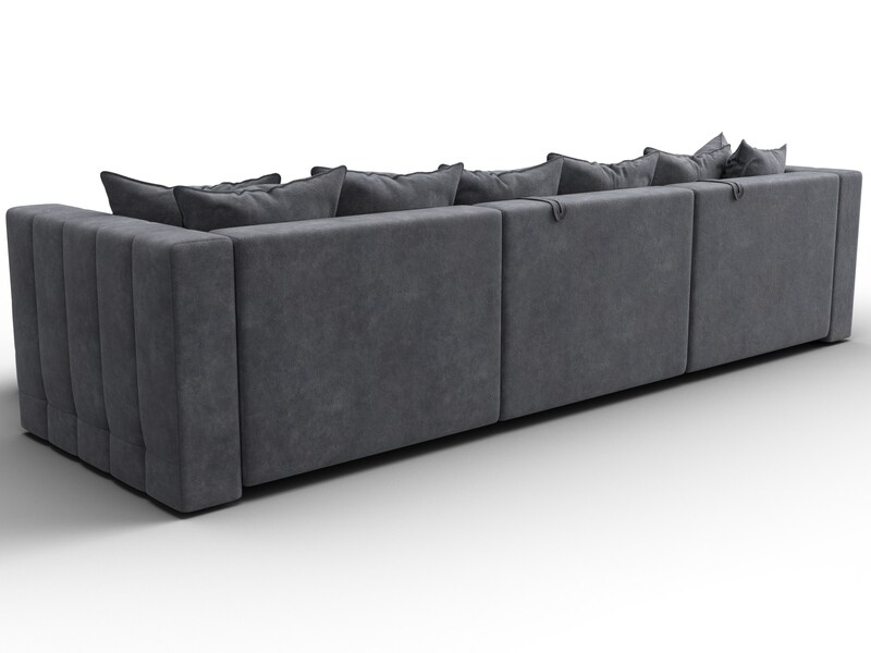 Диван угловой Лига-052 НПБ Лонг угол универсальный, Велюр, BRUT 16 темно-серый