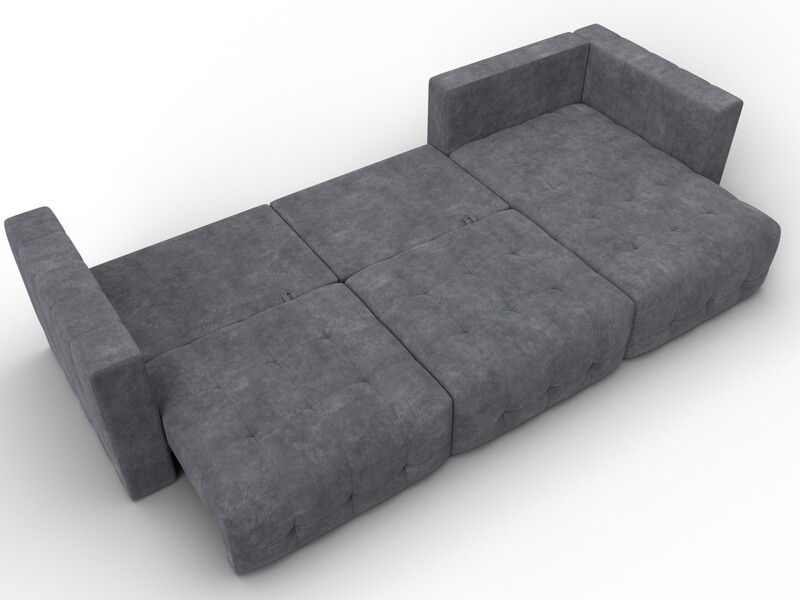 Диван угловой Лига-052 НПБ Лонг угол универсальный, Велюр, BRUT 16 темно-серый