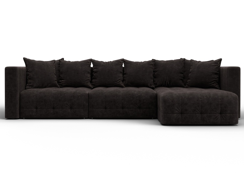 Диван угловой Лига-052 НПБ Лонг угол универсальный, Велюр, BRUT 17 коричневый