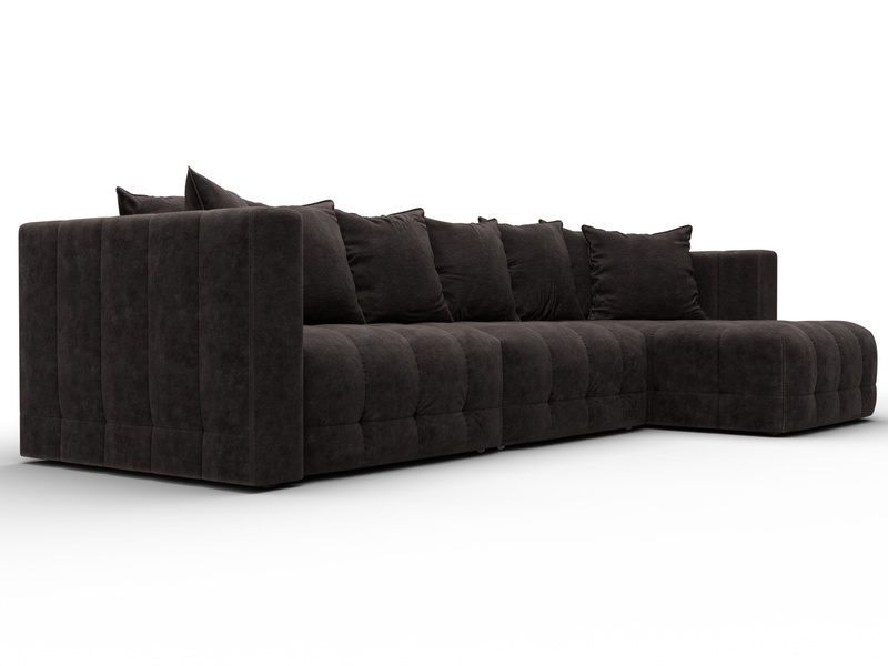 Диван угловой Лига-052 НПБ Лонг угол универсальный, Велюр, BRUT 17 коричневый