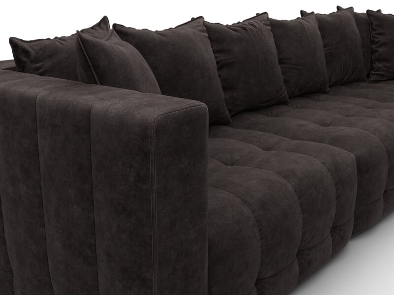 Диван угловой Лига-052 НПБ Лонг угол универсальный, Велюр, BRUT 17 коричневый