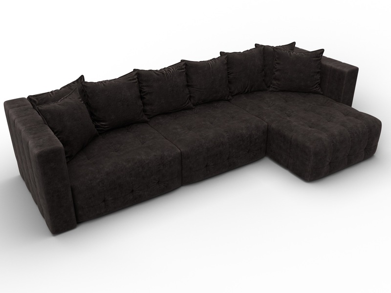Диван угловой Лига-052 НПБ Лонг угол универсальный, Велюр, BRUT 17 коричневый