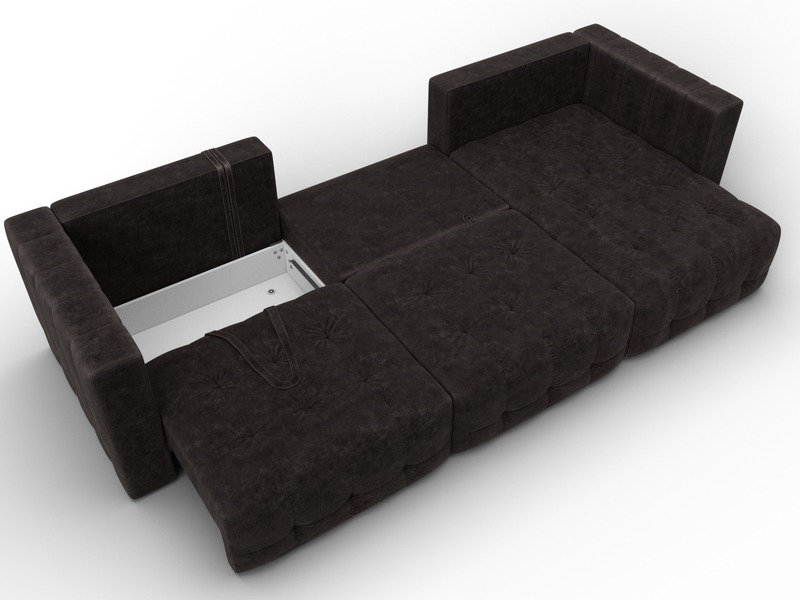 Диван угловой Лига-052 НПБ Лонг угол универсальный, Велюр, BRUT 17 коричневый