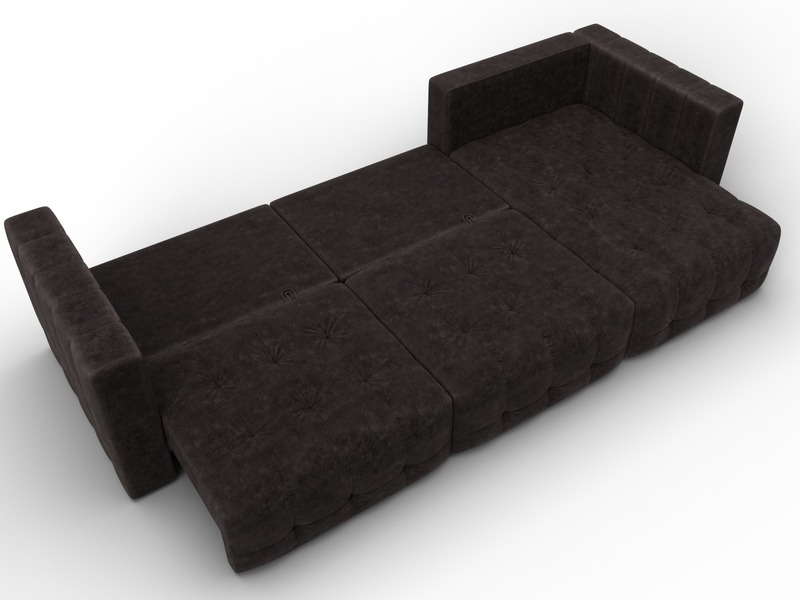 Диван угловой Лига-052 НПБ Лонг угол универсальный, Велюр, BRUT 17 коричневый