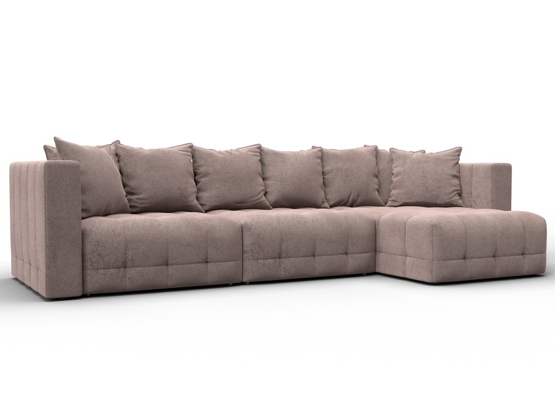 Диван угловой Лига-052 НПБ Лонг угол универсальный, Велюр, TOWER 05 бежевый