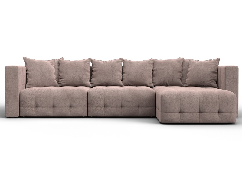 Диван угловой Лига-052 НПБ Лонг угол универсальный, Велюр, TOWER 05 бежевый