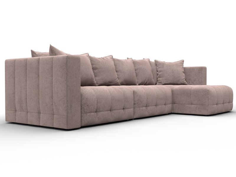 Диван угловой Лига-052 НПБ Лонг угол универсальный, Велюр, TOWER 05 бежевый