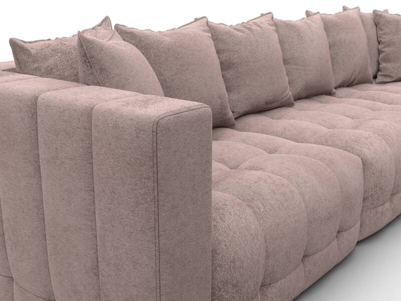 Диван угловой Лига-052 НПБ Лонг угол универсальный, Велюр, TOWER 05 бежевый