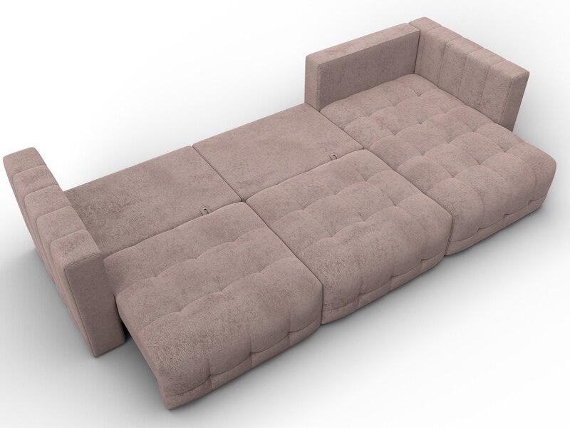 Диван угловой Лига-052 НПБ Лонг угол универсальный, Велюр, TOWER 05 бежевый