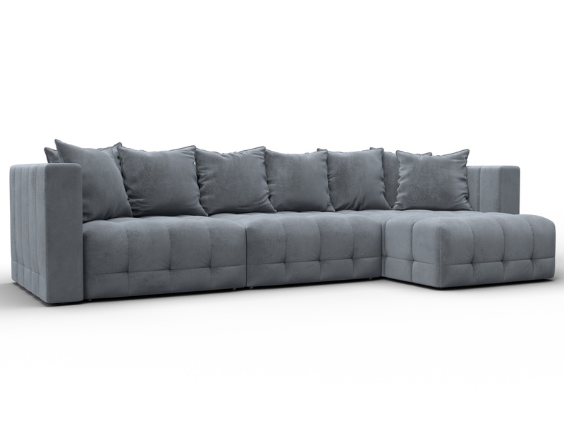 Диван угловой Лига-052 НПБ Лонг угол универсальный, Велюр, TOWER 10 серый