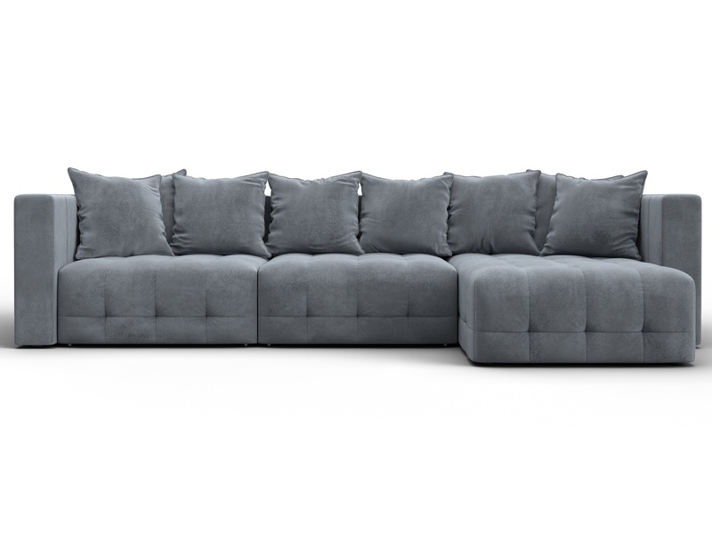 Диван угловой Лига-052 НПБ Лонг угол универсальный, Велюр, TOWER 10 серый