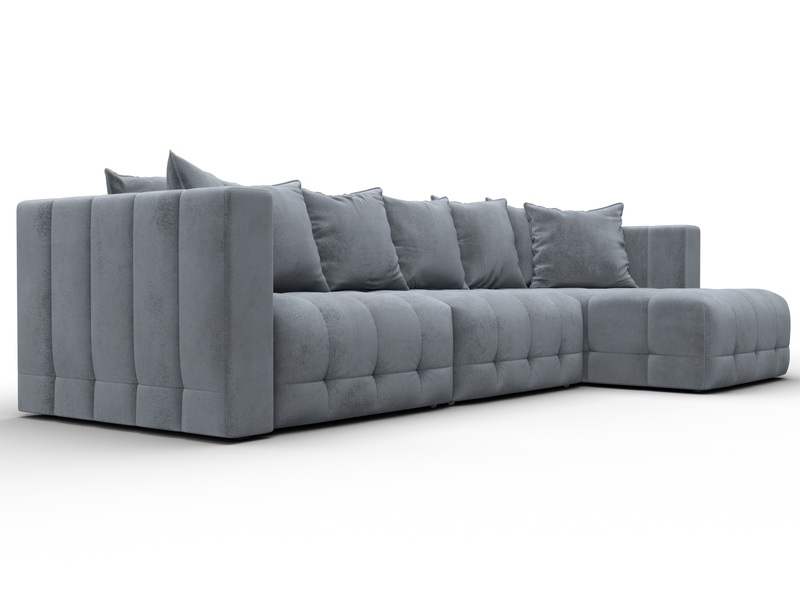 Диван угловой Лига-052 НПБ Лонг угол универсальный, Велюр, TOWER 10 серый