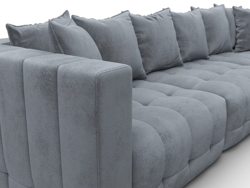 Диван угловой Лига-052 НПБ Лонг угол универсальный, Велюр, TOWER 10 серый